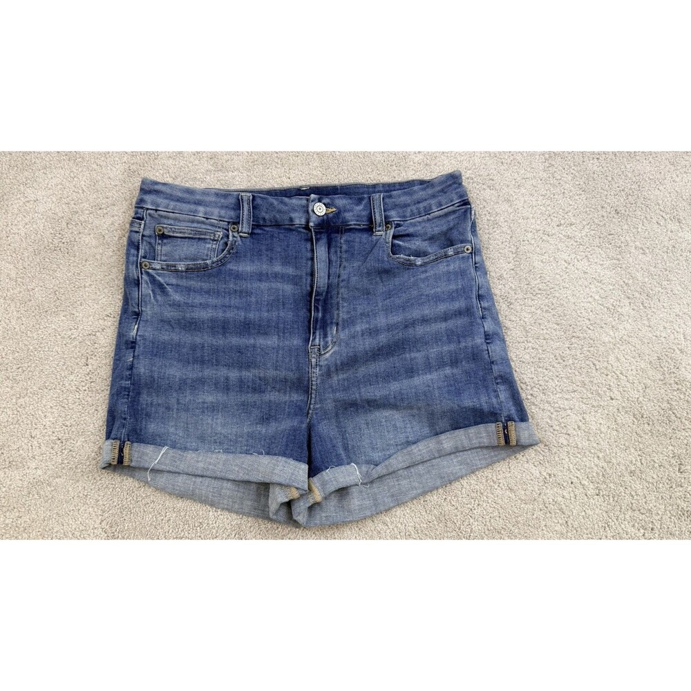American Eagle Curvy Hi-Rise Blue Denim Jean Shorts Button 5-Pocket - Size 14